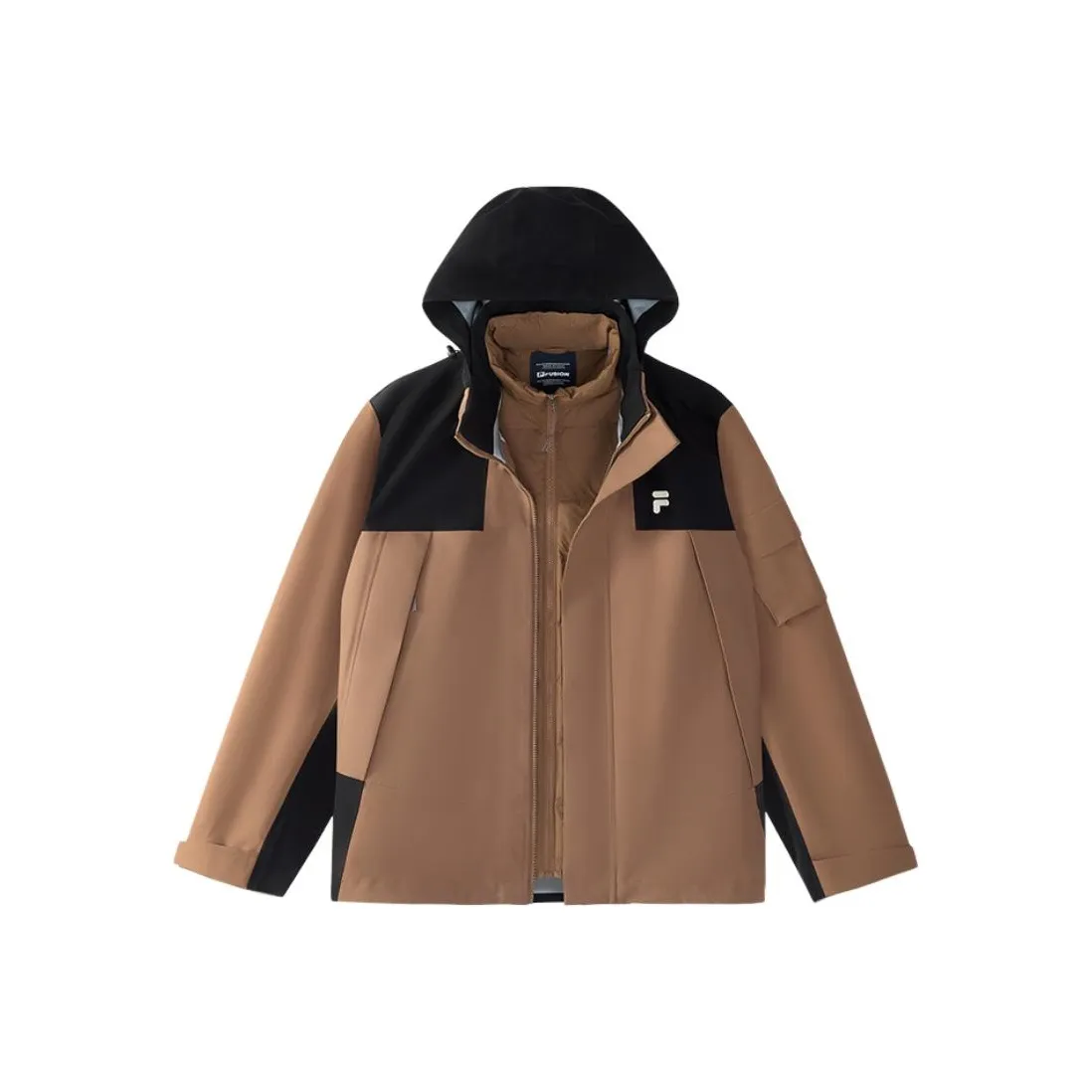 FILA FUSION FOB Warm Water-Repellent Windproof Windbreaker Jacket Unisex 2-Piece Set Mulberry Tree Brown