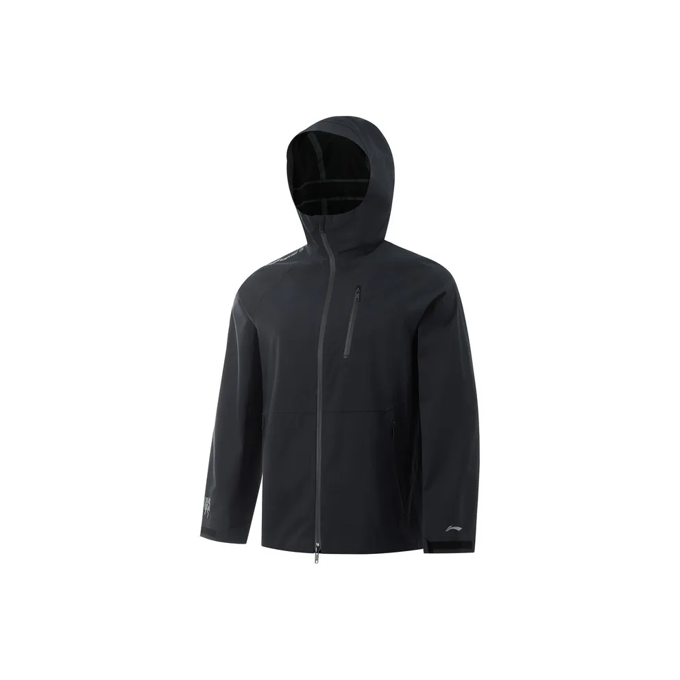 LiNing Waterproof, Windproof, And Rainproof Outdoor Hiking Hard Shell Windbreaker Jacket Unisex Black