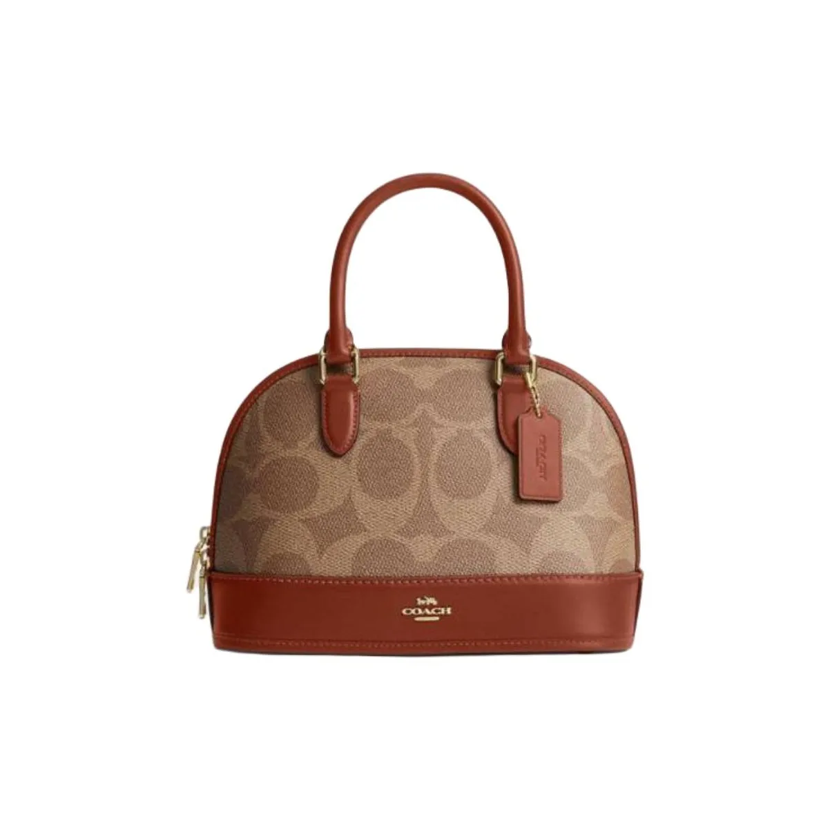 COACH Искусственная кожа Одно плечо Сумка Маленькая Женская Коричневая Желтая и Карамельная