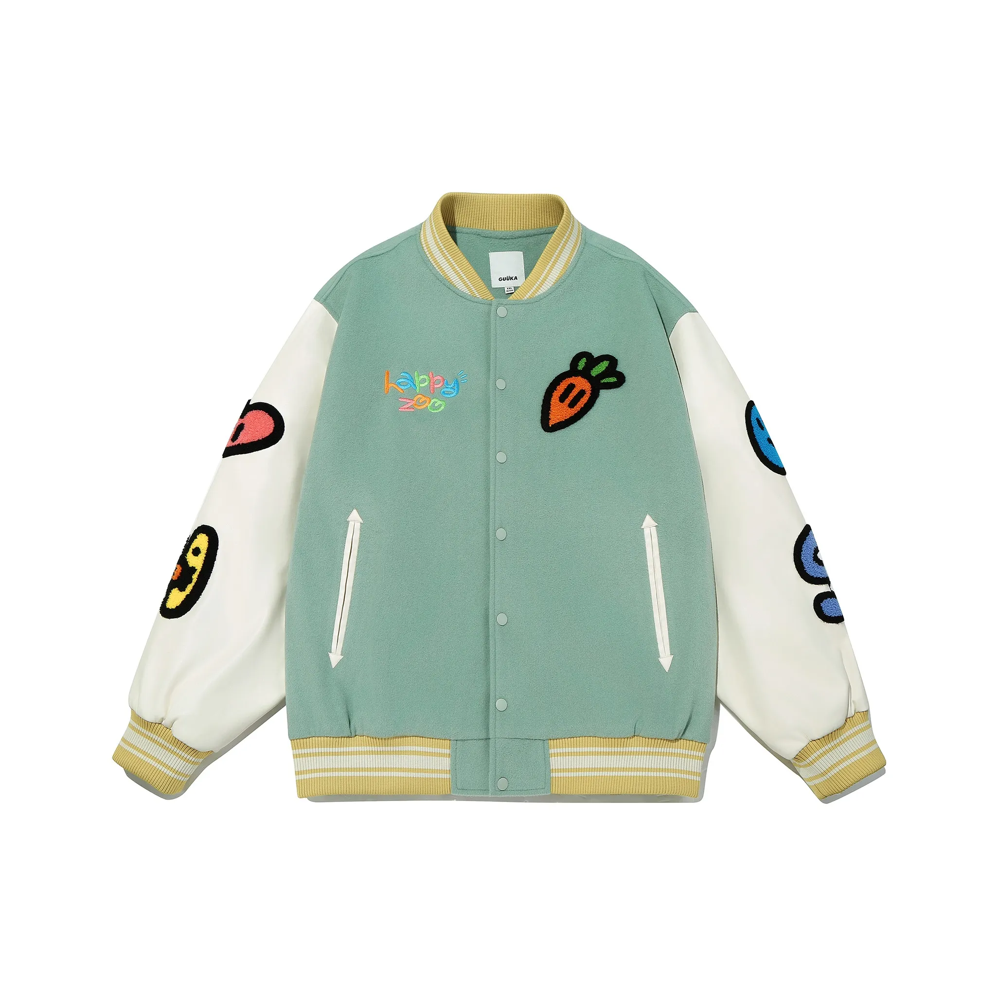 Guuka x AGAHO Baseball Jacket Unisex Light Green