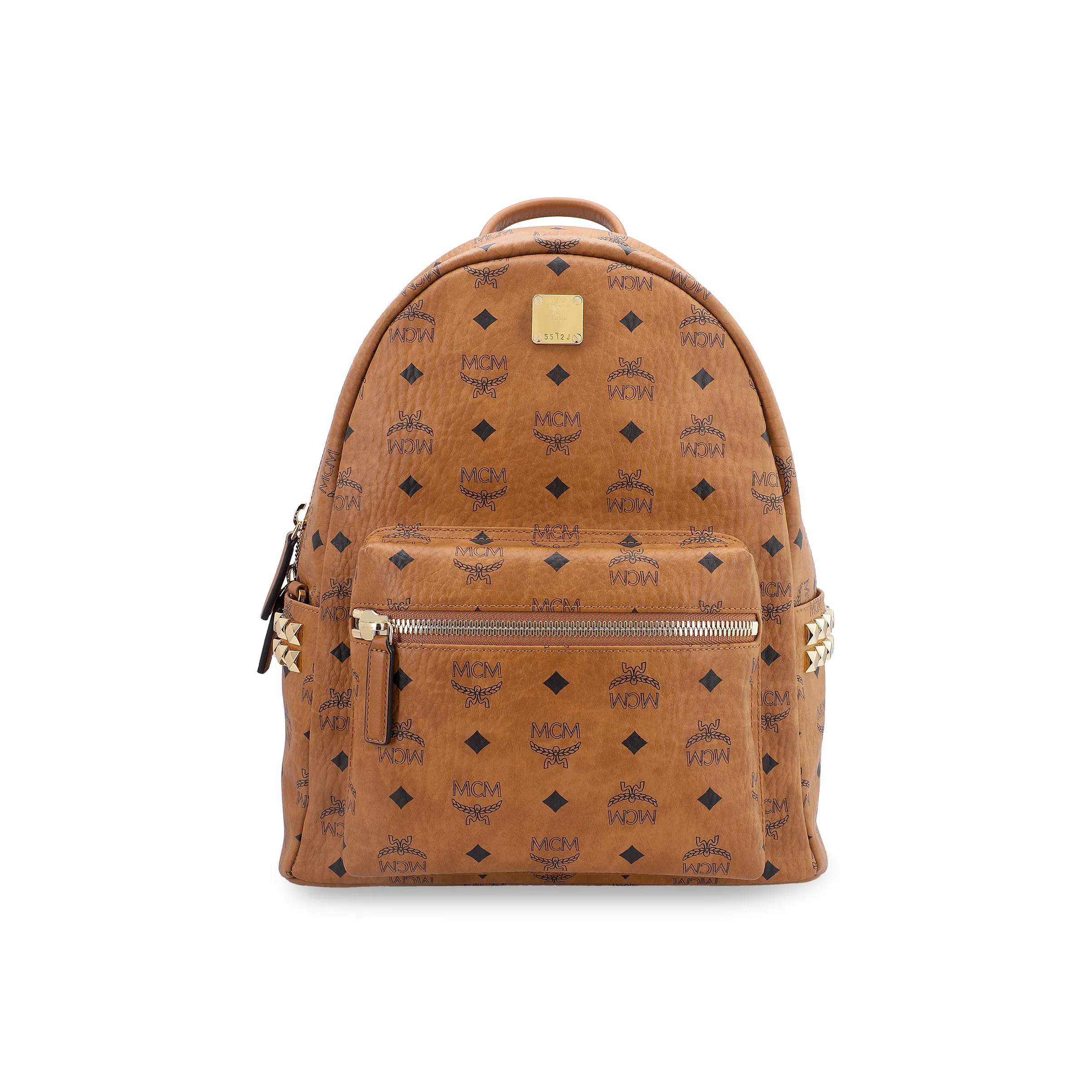 MCM PVC Leather Backpack Unisex Brown Cognac