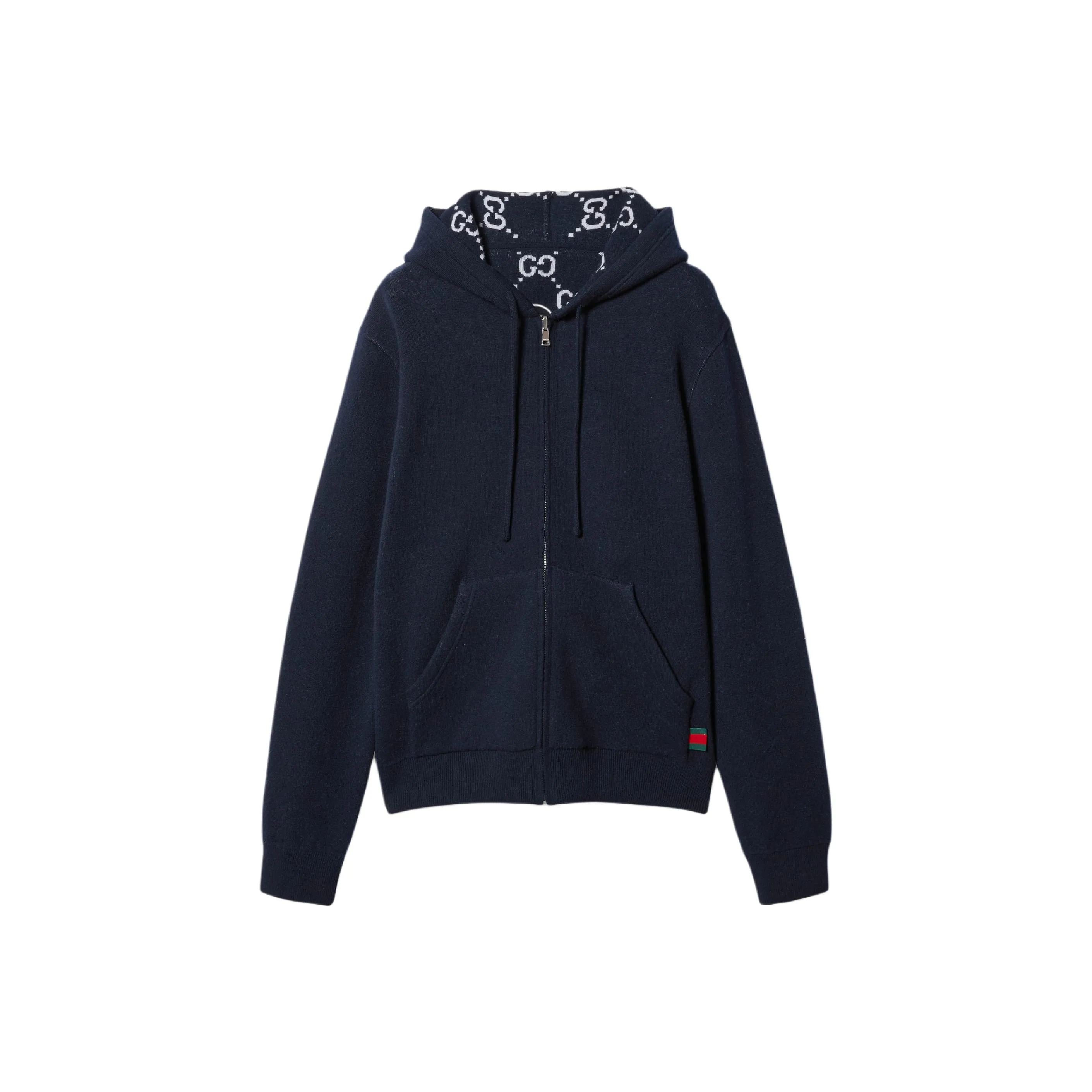 GUCCI Reversible Gg Wool Hooded Zip Jacket