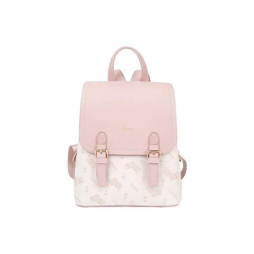 SHORT HAIR GIRL PU Backpack Women's Cherry Blossom Pink