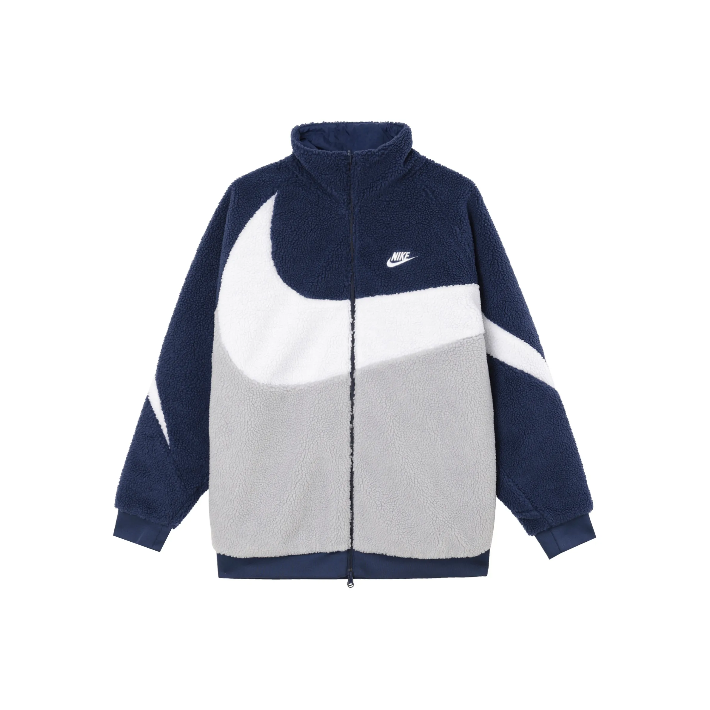 Nike Sportswear Swoosh Velvet Feel Куртка Мужская Темно-синий Белый Команда Синий Серый