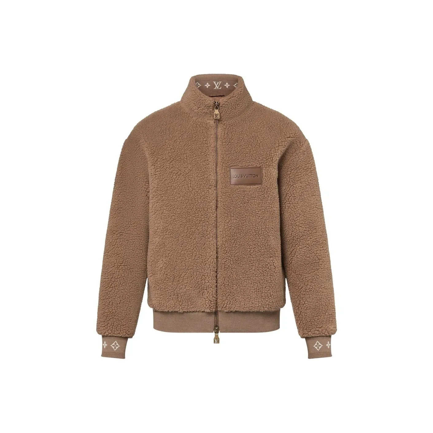 LOUIS VUITTON 1AGLXN Leather Patch Fleece Blouson