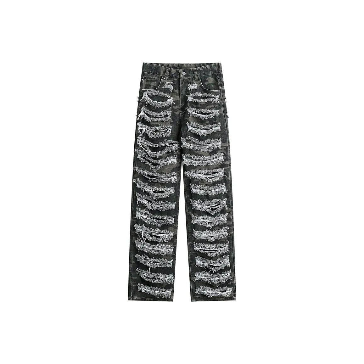 MEIPIN TANG Jeans Unisex Army Green Camouflage