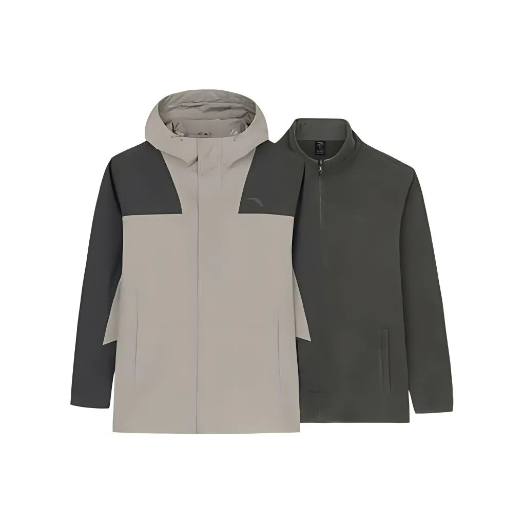 ANTA Variety Тренировки Коллекция Теплоизоляционный Водонепроницаемый Ветровка Мужской Темно-зеленый Ледниково-серый