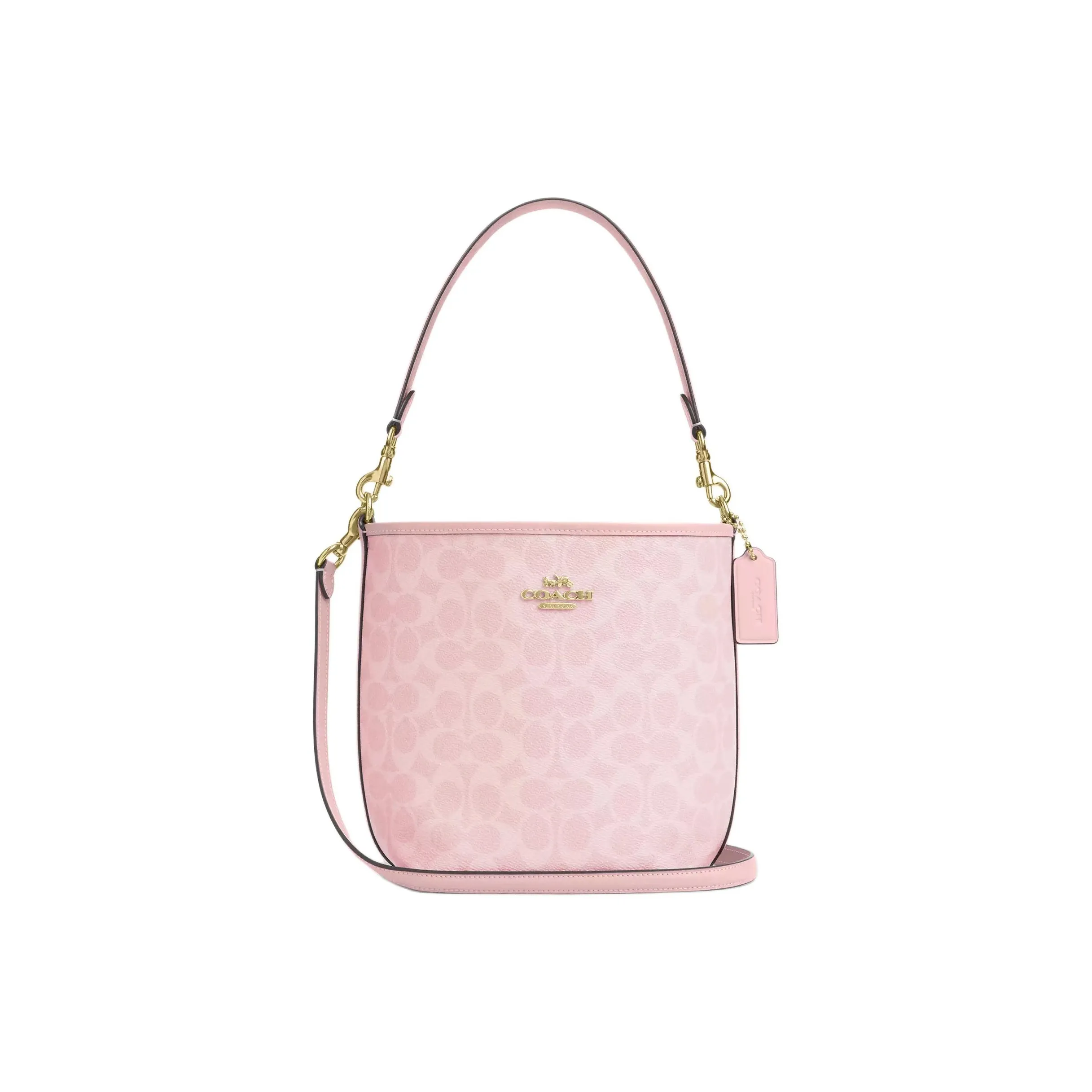 COACH City Bucket Покрытый холст Ведрообразная Сумка Плечевая Сумка Маленькая Женская Розовая