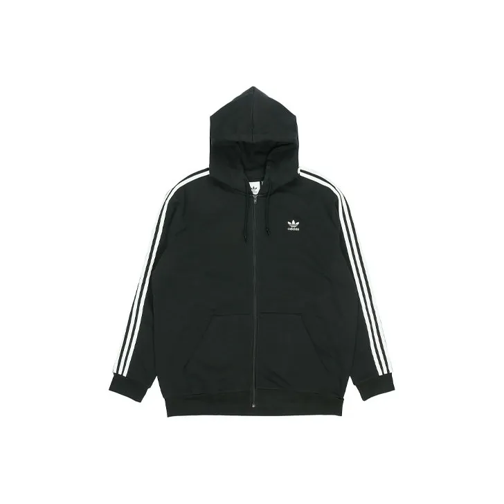 Adidas Originals 3 Stripes Толстовка Куртки Пальто Японская версия Мужской Черный