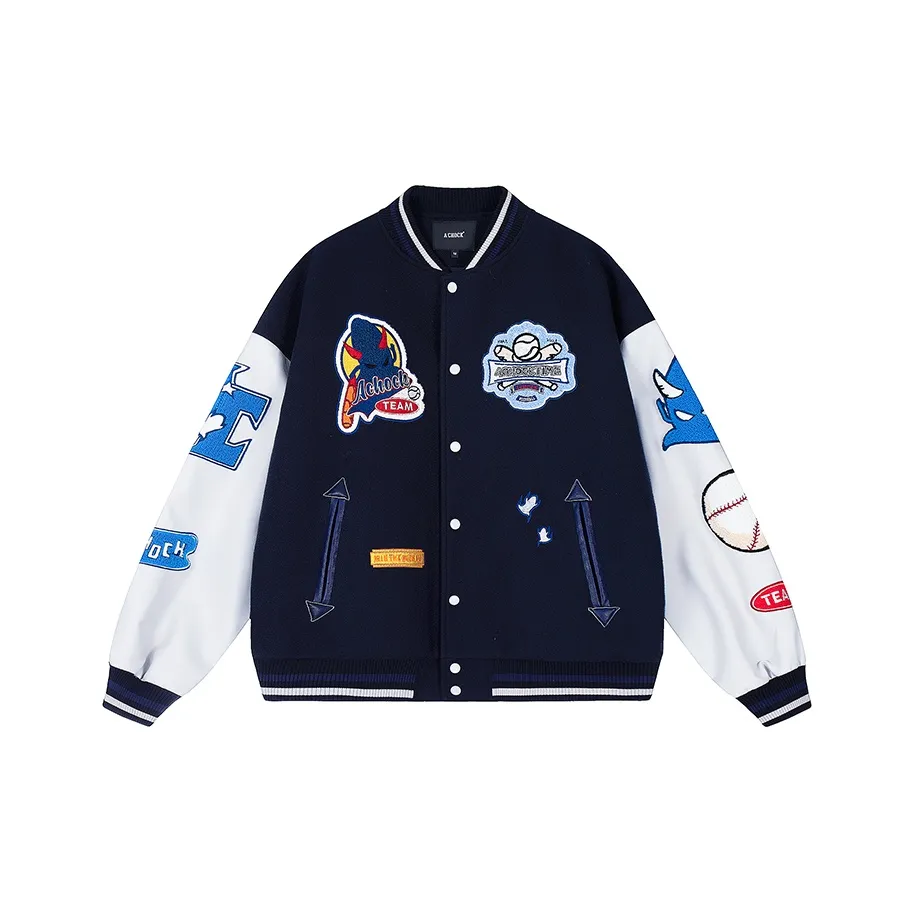 A Chock Baseball Jacket Unisex Navy Blue