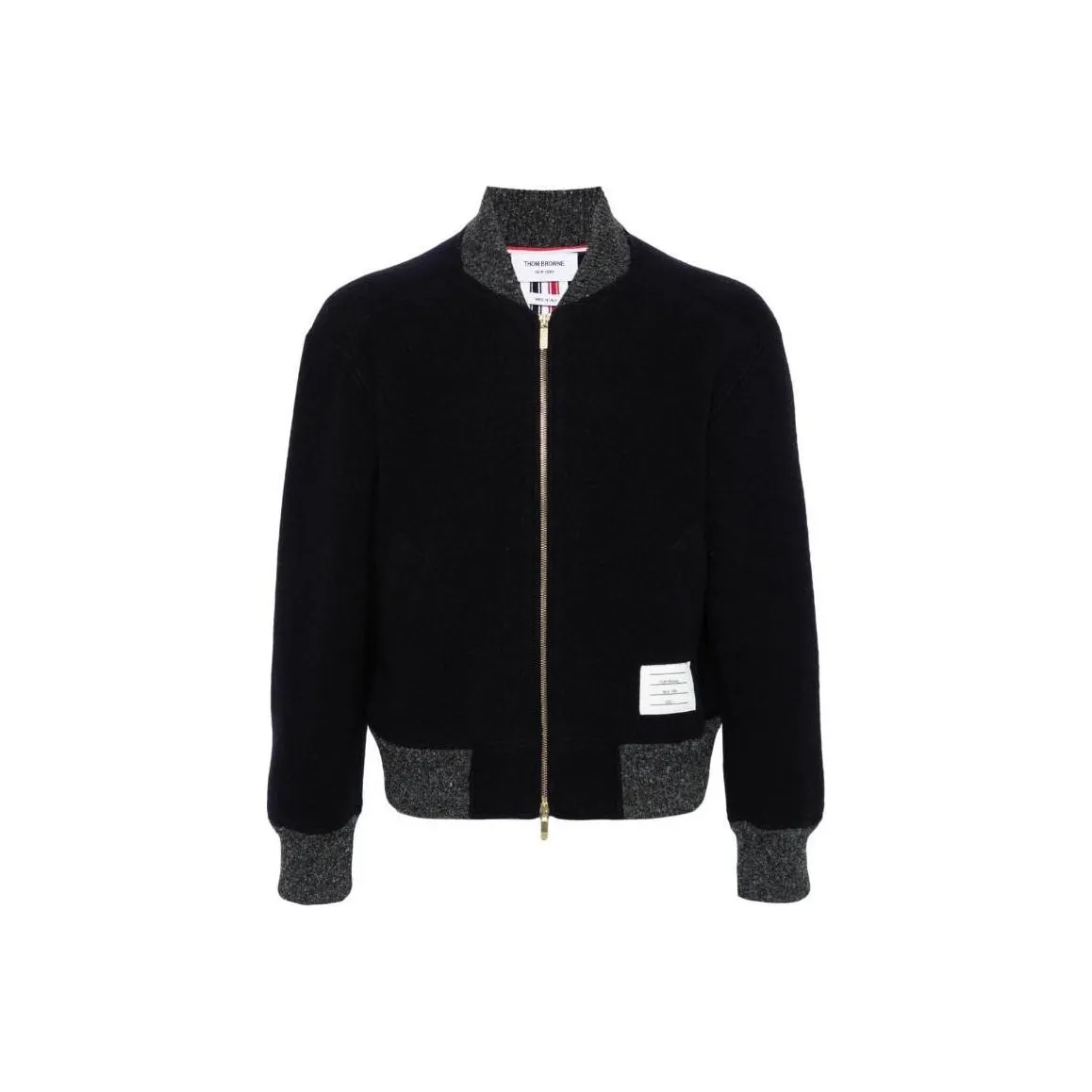 THOM BROWNE Logo Patch Zip Up Bomber Jacket