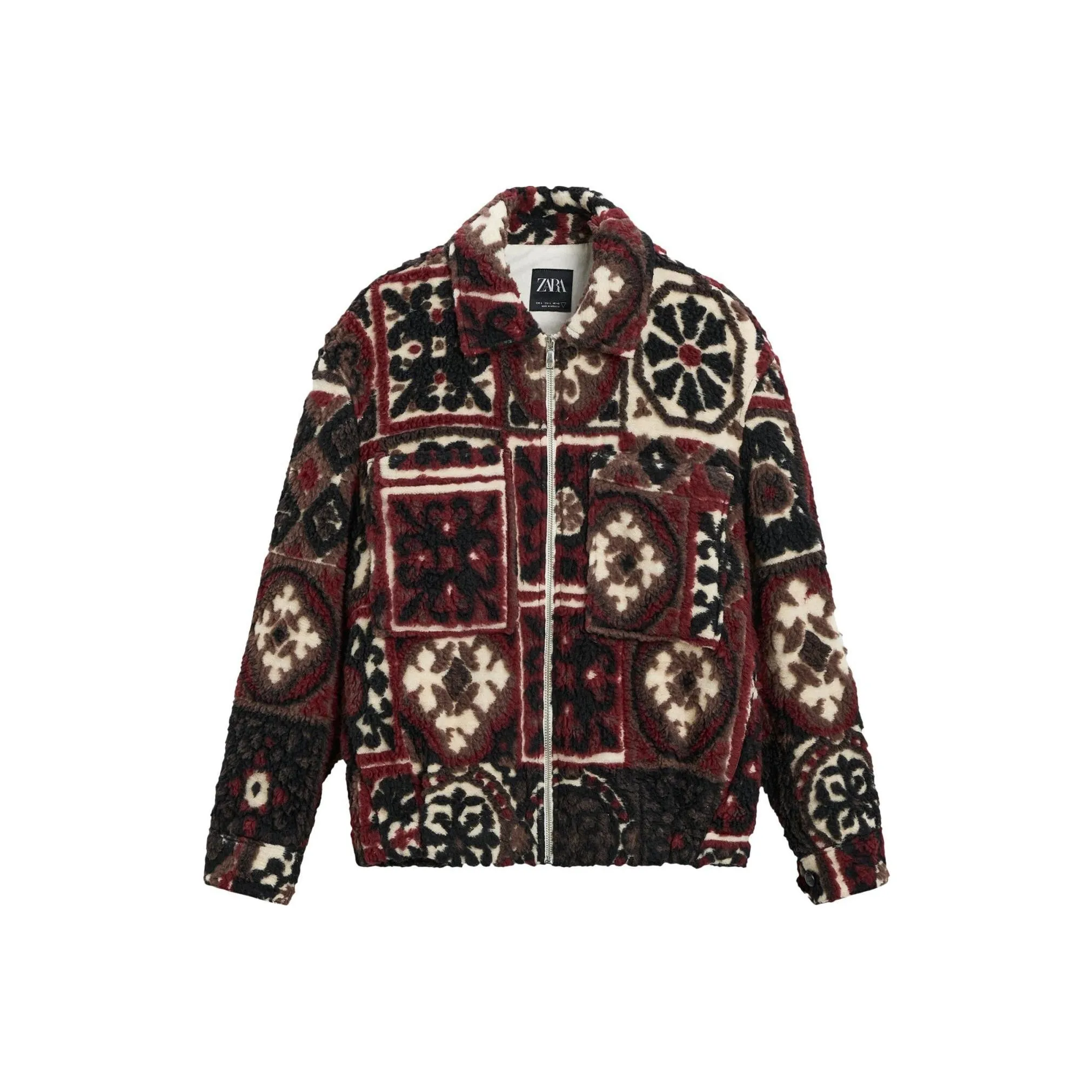 ZARA Jackets & Coats Men's Deep Red/Light Beige Yellow