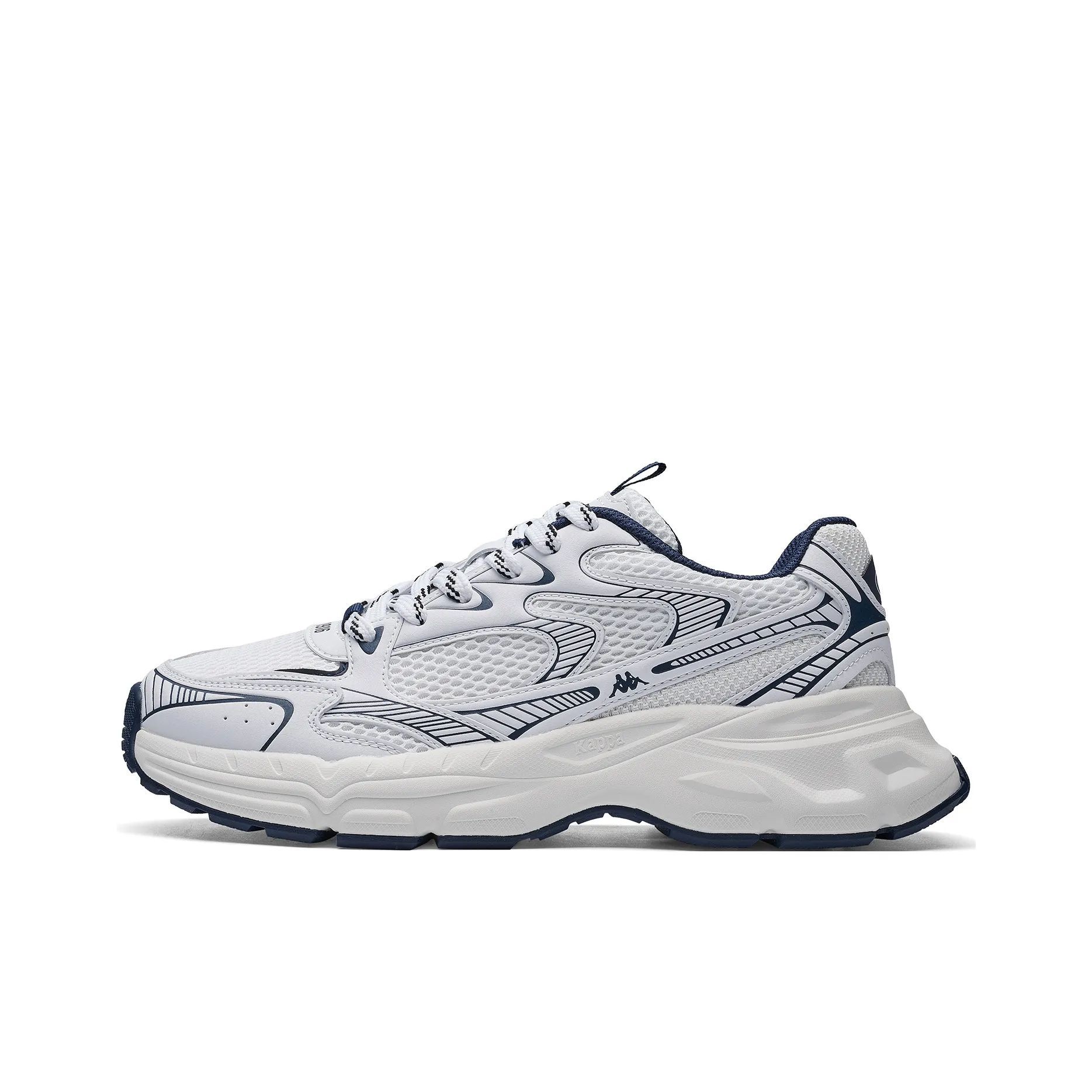 Kappa Hydrogen Track Back to Back Anti Slip Wear Resistant Low Top Chunky Sneakers Unisex White Cyan Gold
