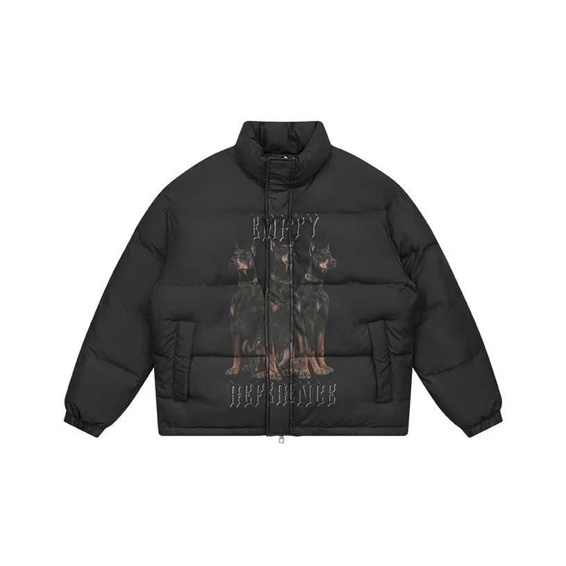 EMPTY REFERENCE Doberman Series Puffer Jacket Unisex Black