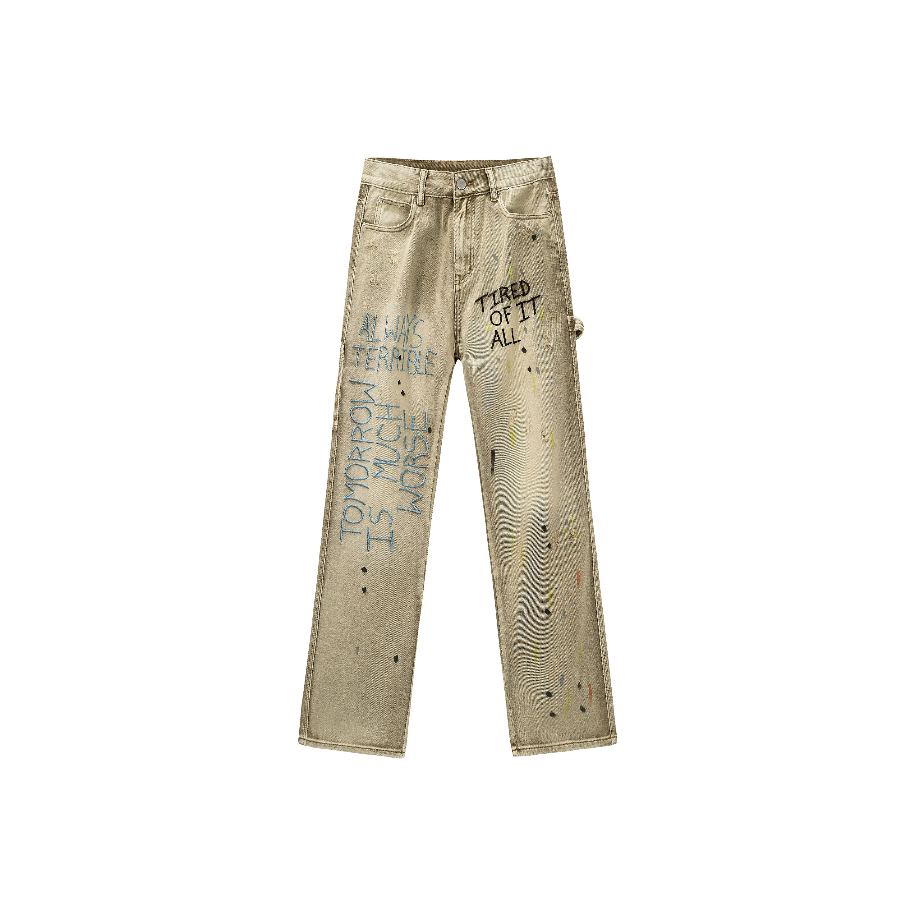 XINYINSU Jeans Unisex Khaki Yellow