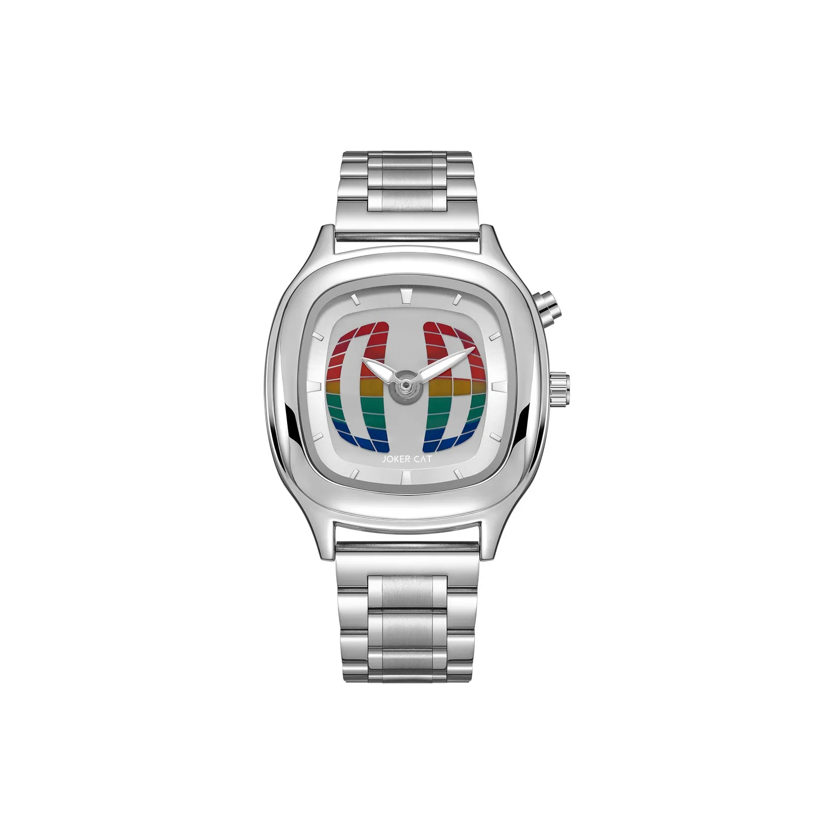 JOKER CAT Кварцевый механизм Металлический ремешок Часы Унисекс Серебристый циферблат