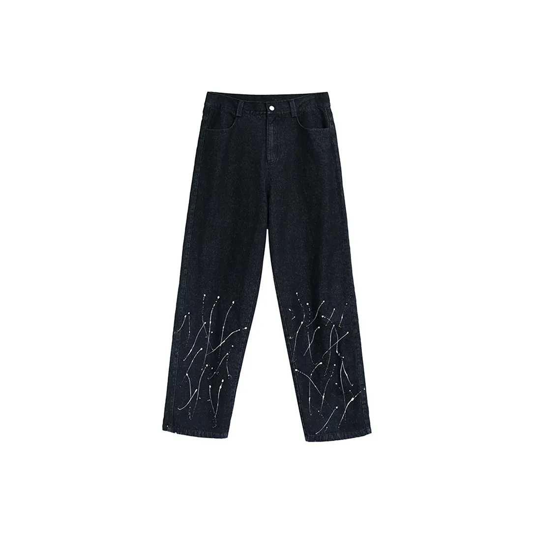 F426 Черные Унисекс Джинсы