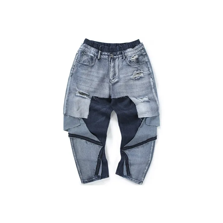 GENANX Прямой крой Брюки Джинсы Мужские Джинсовый синий