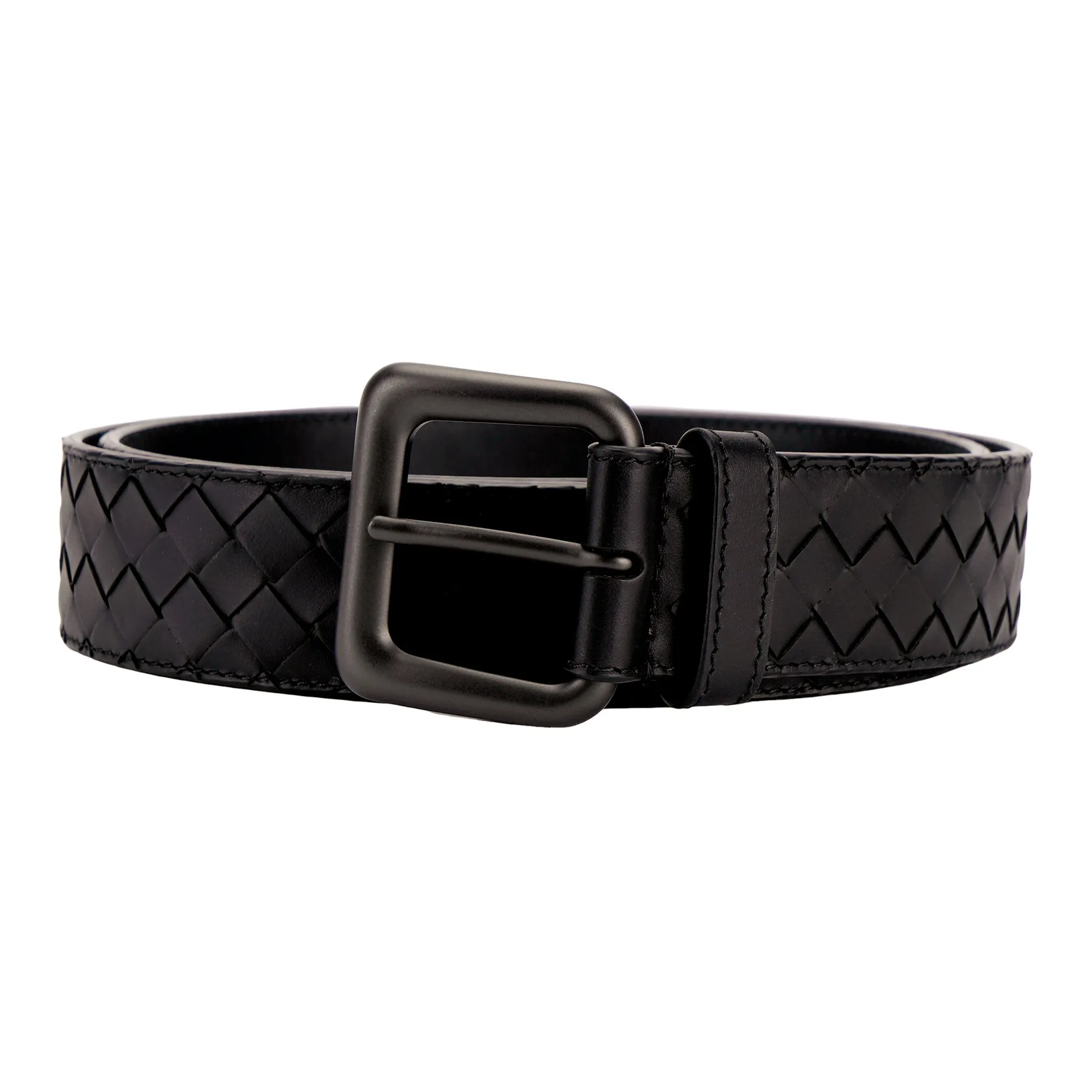 Bottega Veneta Cow Leather Belt Unisex Brown Width 3.5cm