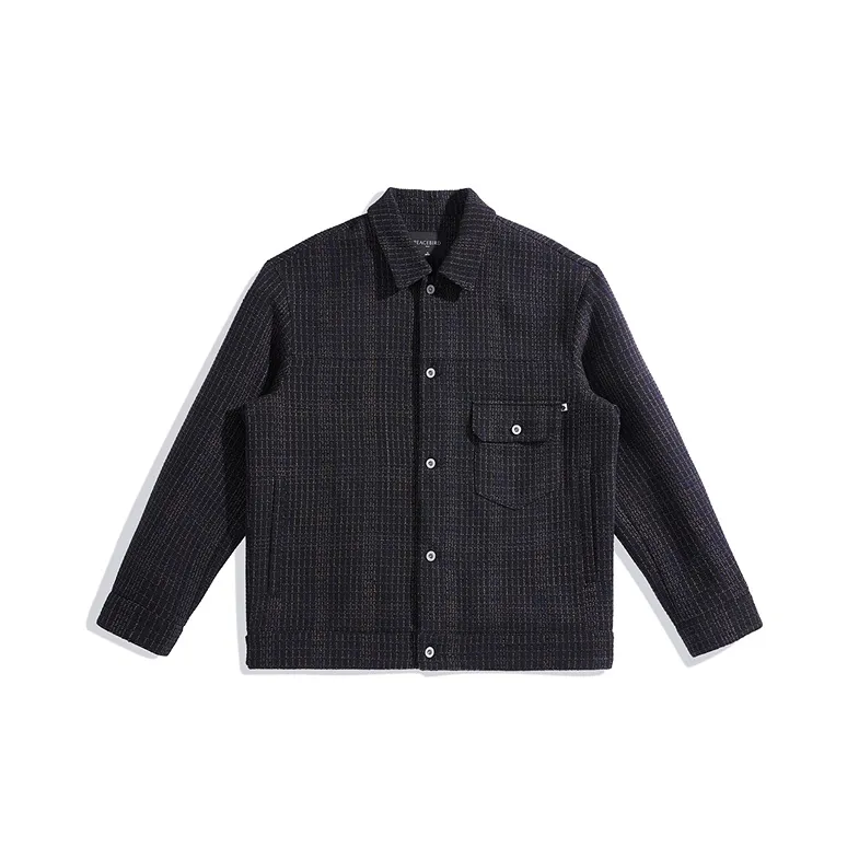 PEACEBIRD MEN PEACEBIRD MEN Fashion Collection Jacket Fall Fashion Color Block Jacket Tweed Casual Coat Jacket Men's