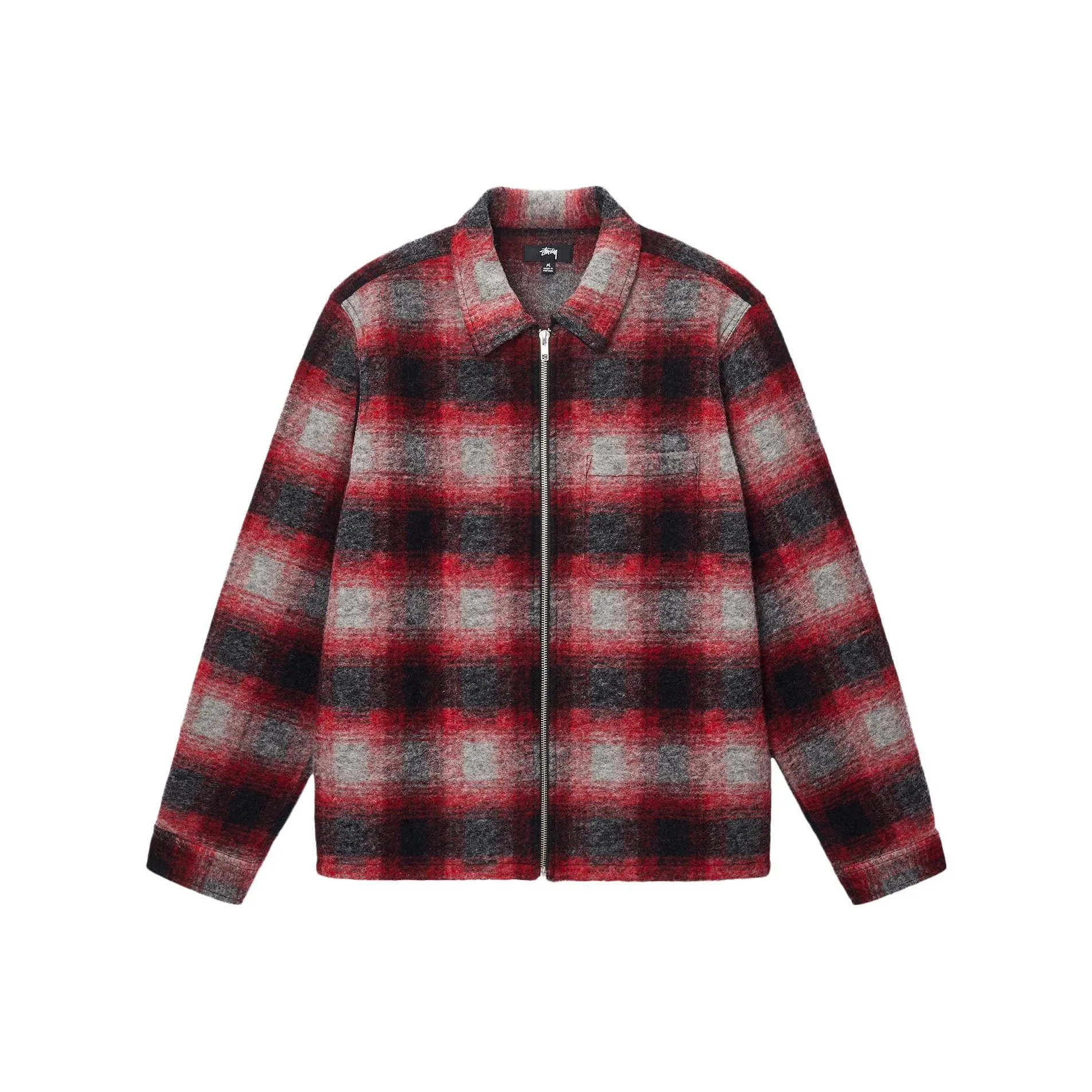 Stussy Brushed Wool Plaid Zip Shirt