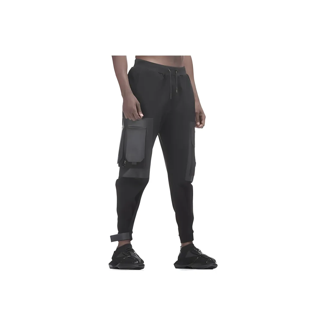 NORVINCY Western Outdoor Trendy Elastic Waistband Cargo Pants Unisex Black