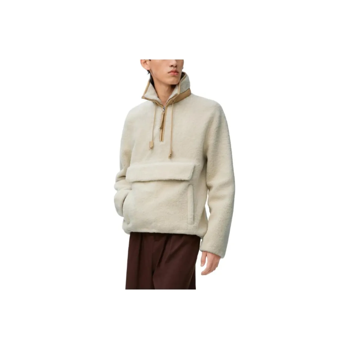 LOEWE Shearling Windproof Jacket Jackets Coats Men's Light White
