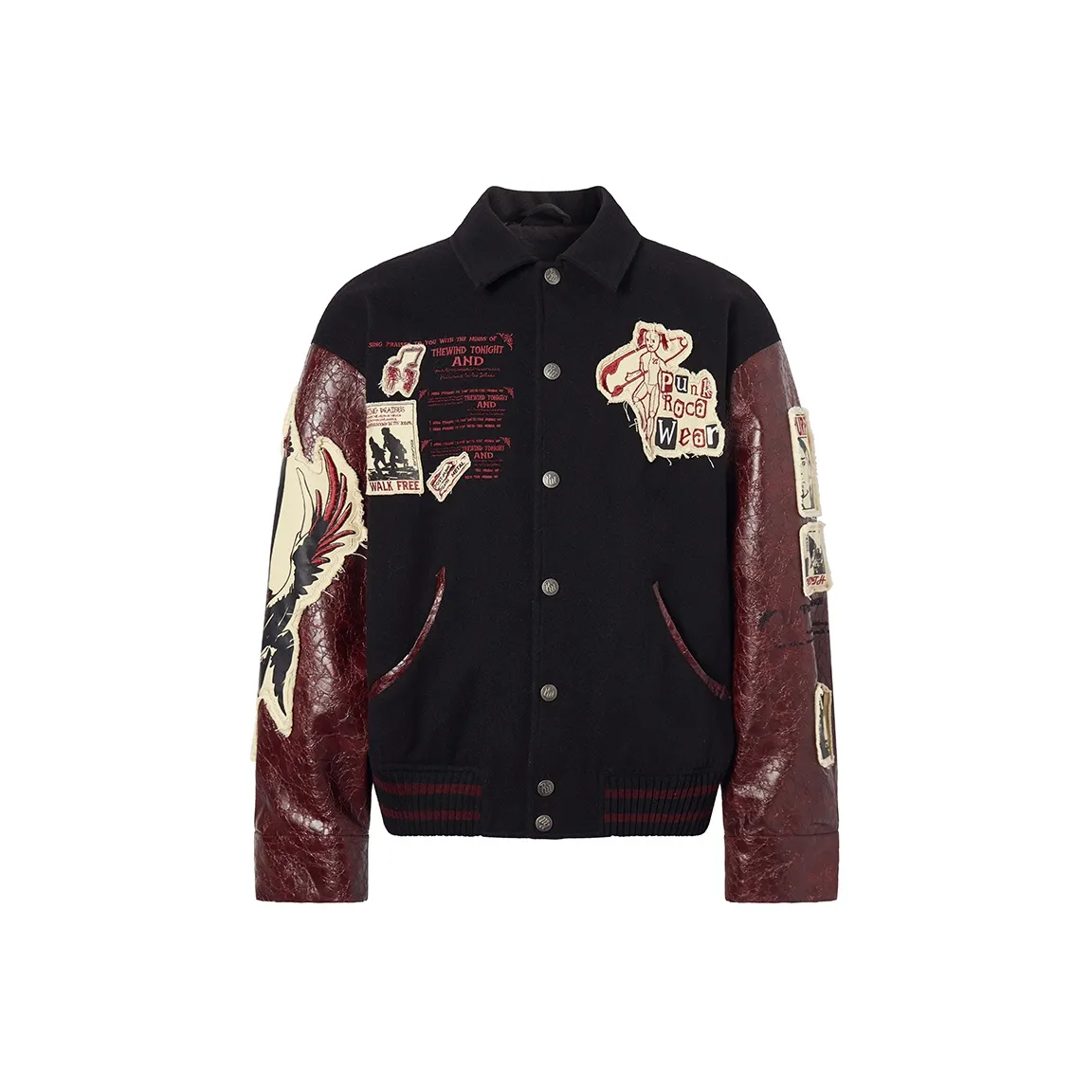 ROCAWEAR Baseball Jacket Unisex Black Red