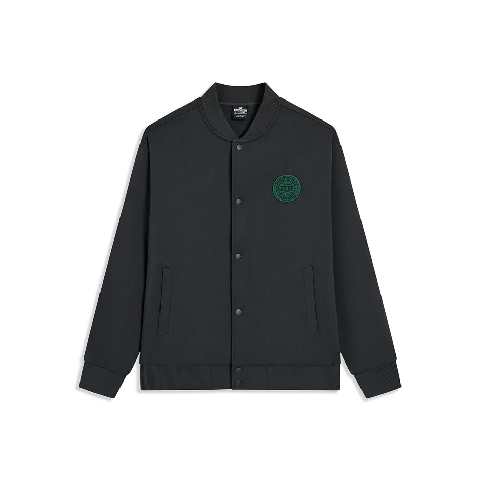 XTEP Baseball Jacket Men Gray Tin Can