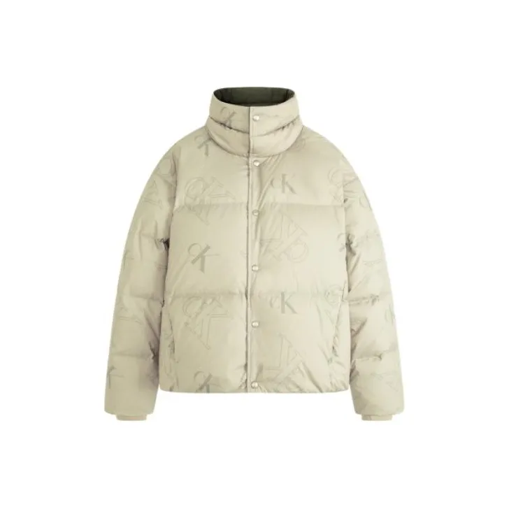 CALVIN KLEIN Down Jacket Unisex Milk Tea Coffee
