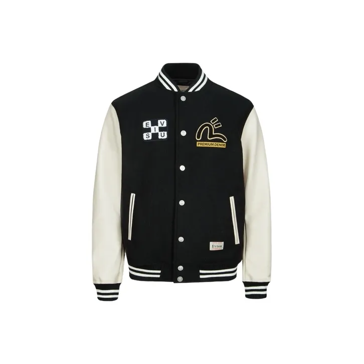 EVISU Daruma Appliqué Wool Baseball Jacket