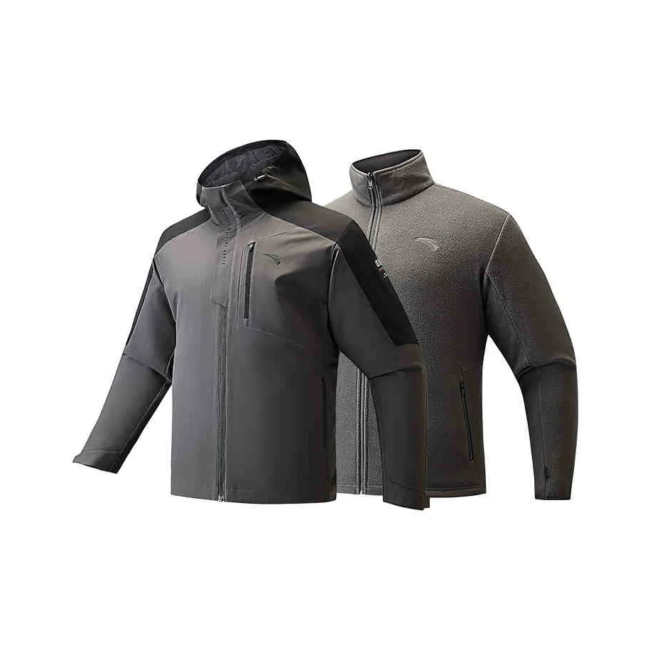 ANTA Водонепроницаемый и Теплый Ветровка Мужской Дымчатый Черный Серый Основной Черный