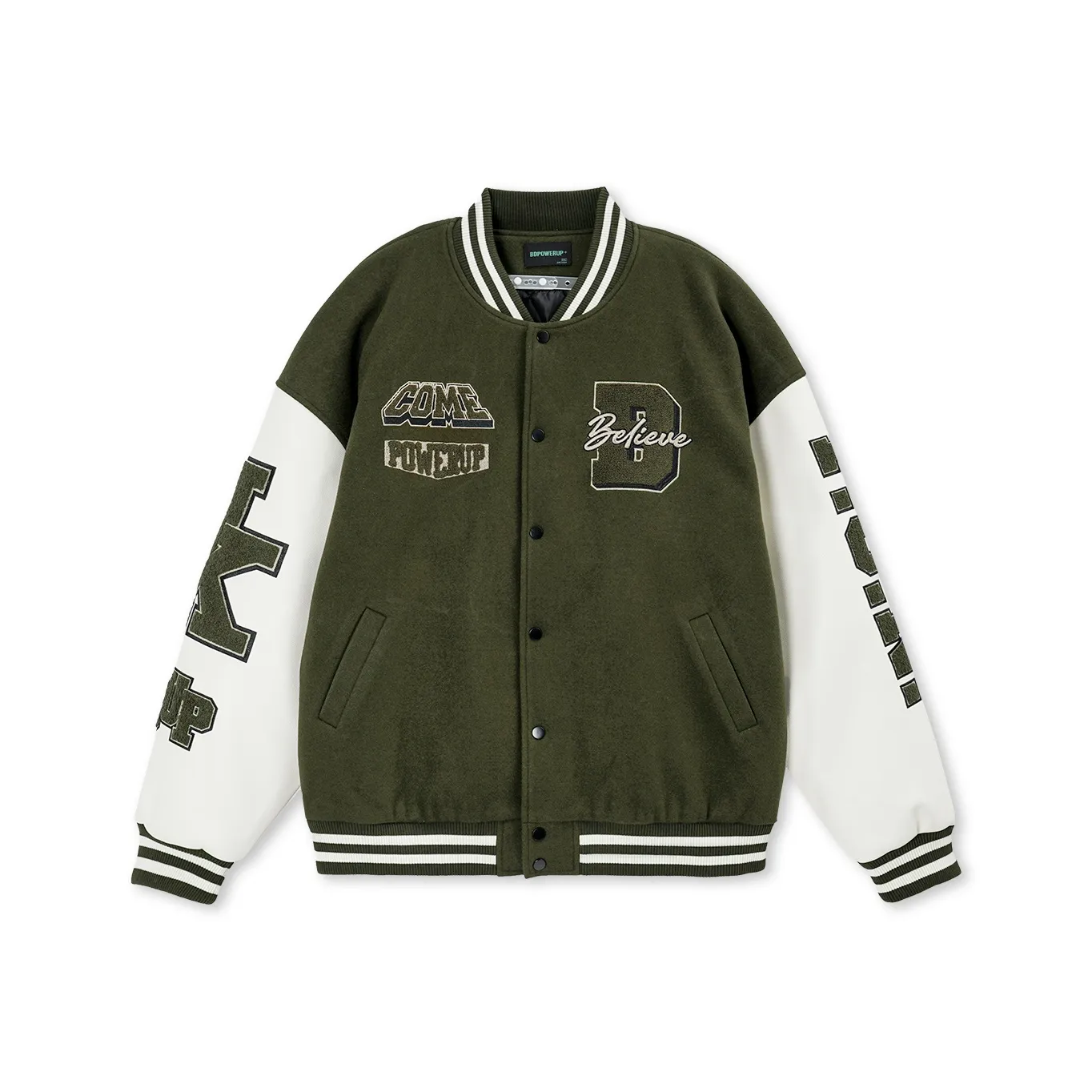 BD.POWER UP+ Baseball Jacket Unisex Army Green