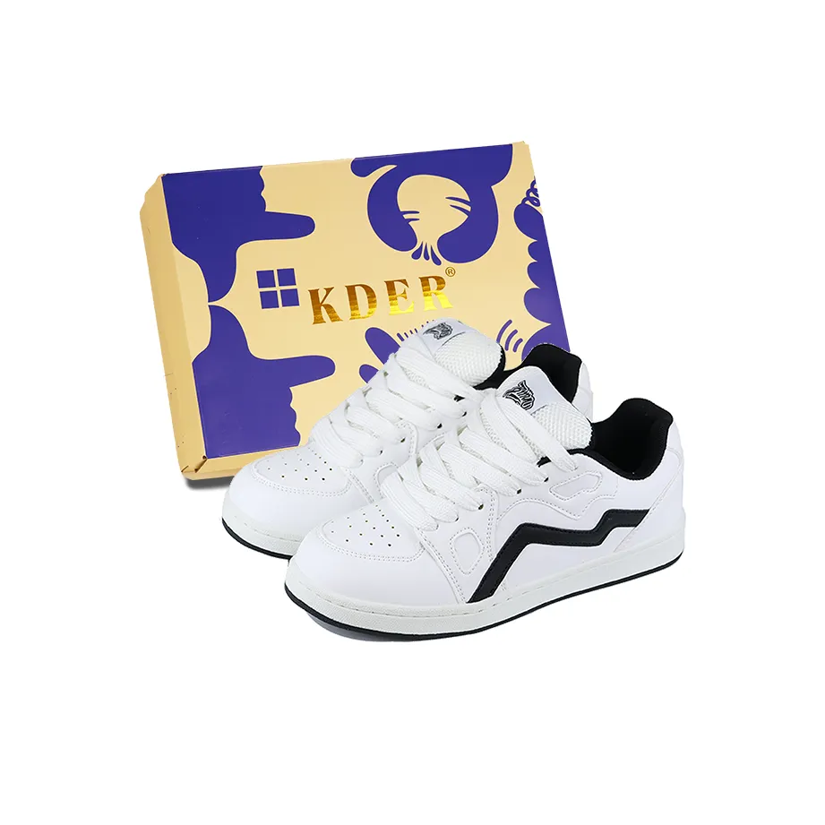 KDER Slip-Resistant Низкий Топ Коробка Пара Скейтборд Кроссовки Унисекс Белый Черный