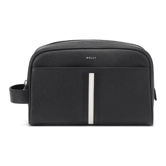 BALLY Cow Leather Toiletry Bag, Makeup Bag Regular Men's Black