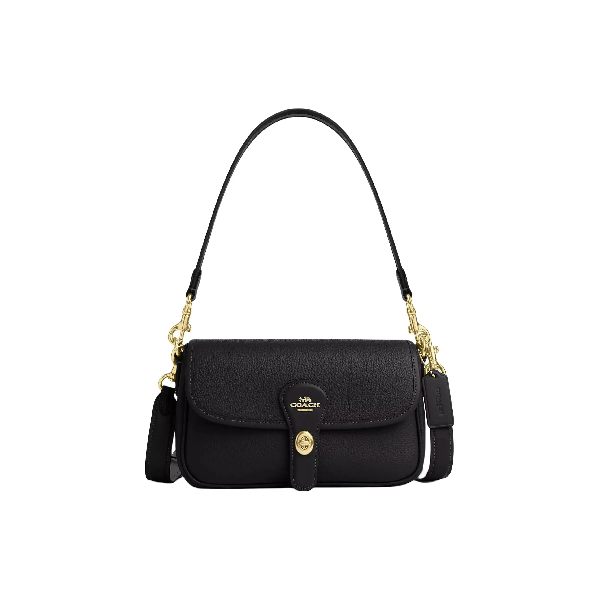 COACH Коровья кожа Сумка через плечо Средняя Женская Черная