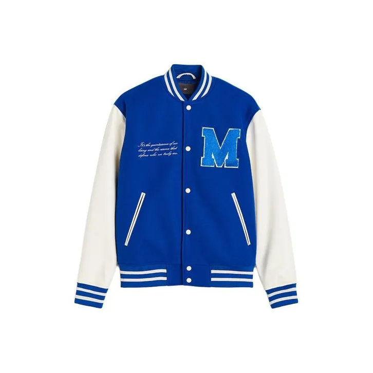 H&M Baseball Jacket Men's Bright Blue/White