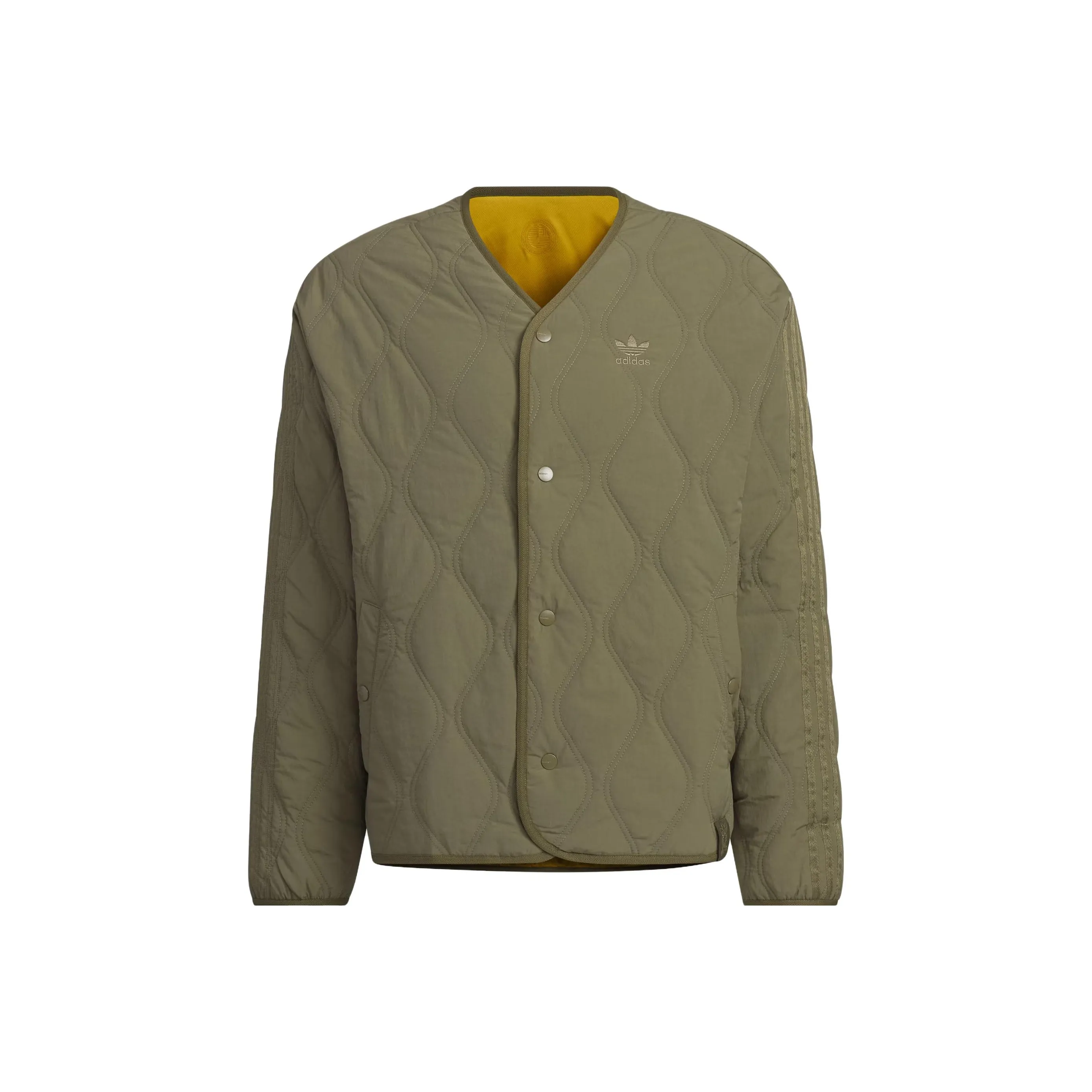 Adidas Originals Хлопковый пуховик унисекс многослойный оливково-зеленый