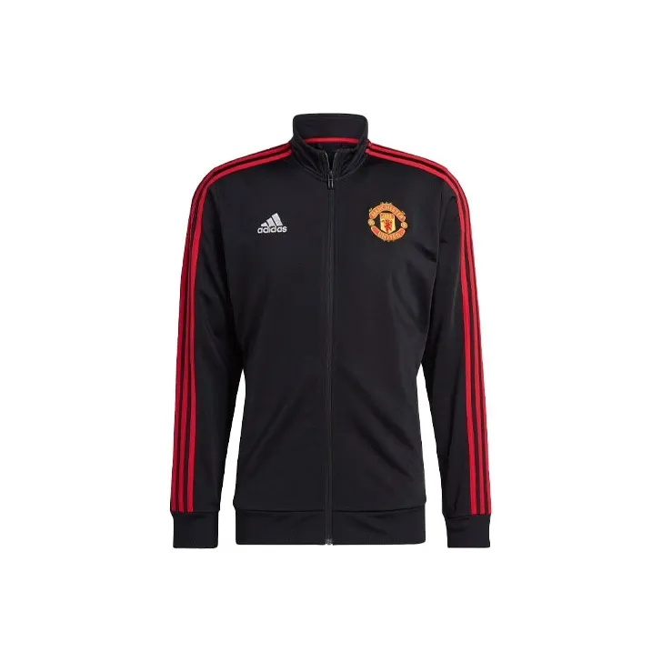 Adidas Manchester United Retro Sports Stripes Stand Collar Jackets Men's Black