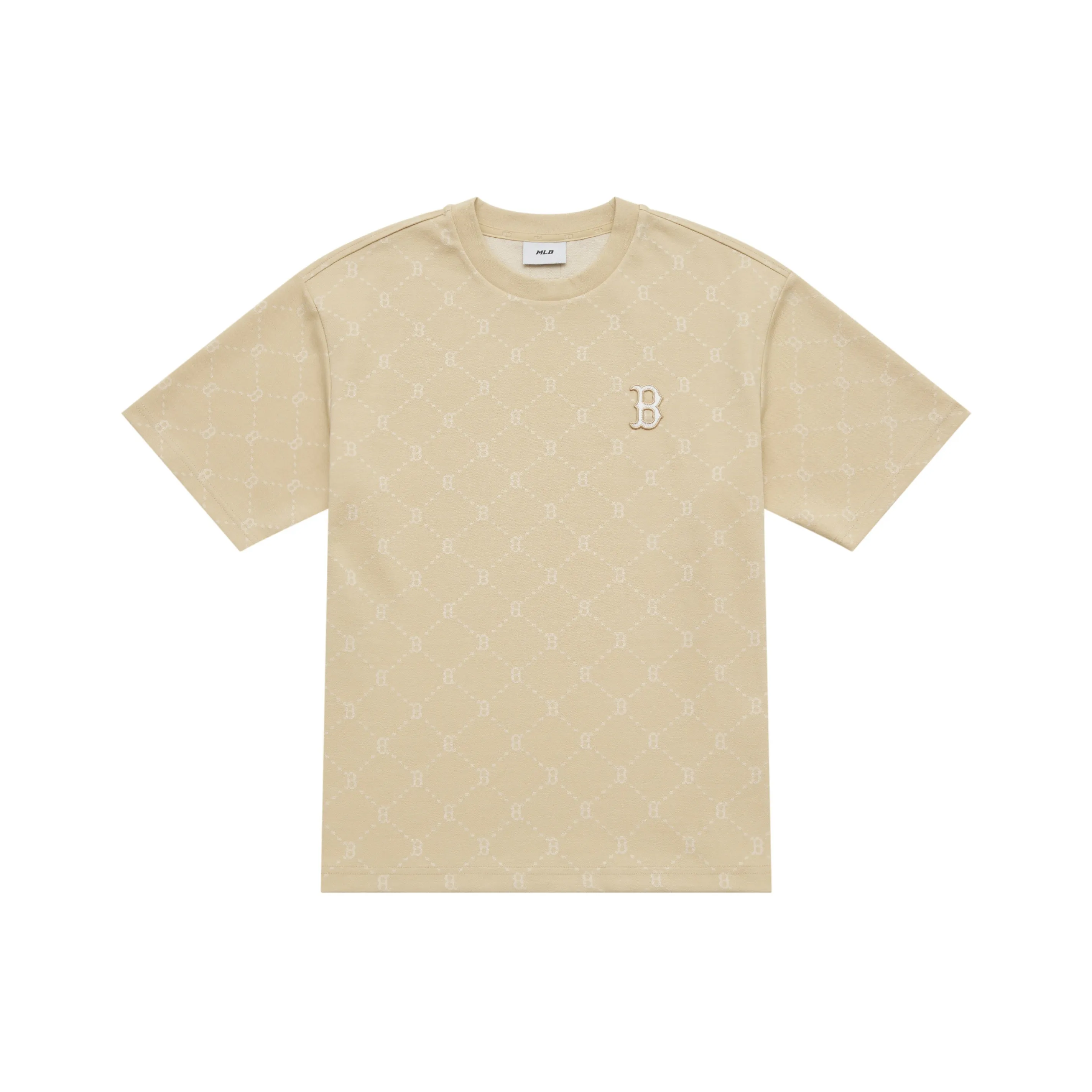 MLB MONOGRAM Коллекция Boston Red Sox SS25 T-рубашка Унисекс Light Beige