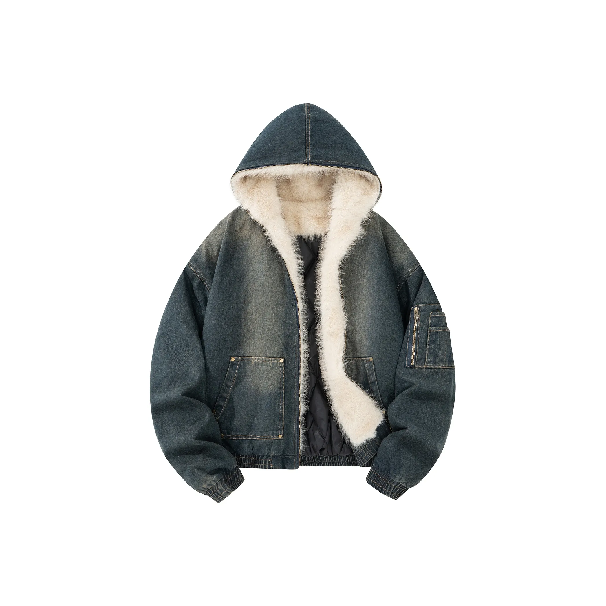 PAEFA Хлопковый пуховик унисекс винтажный синий