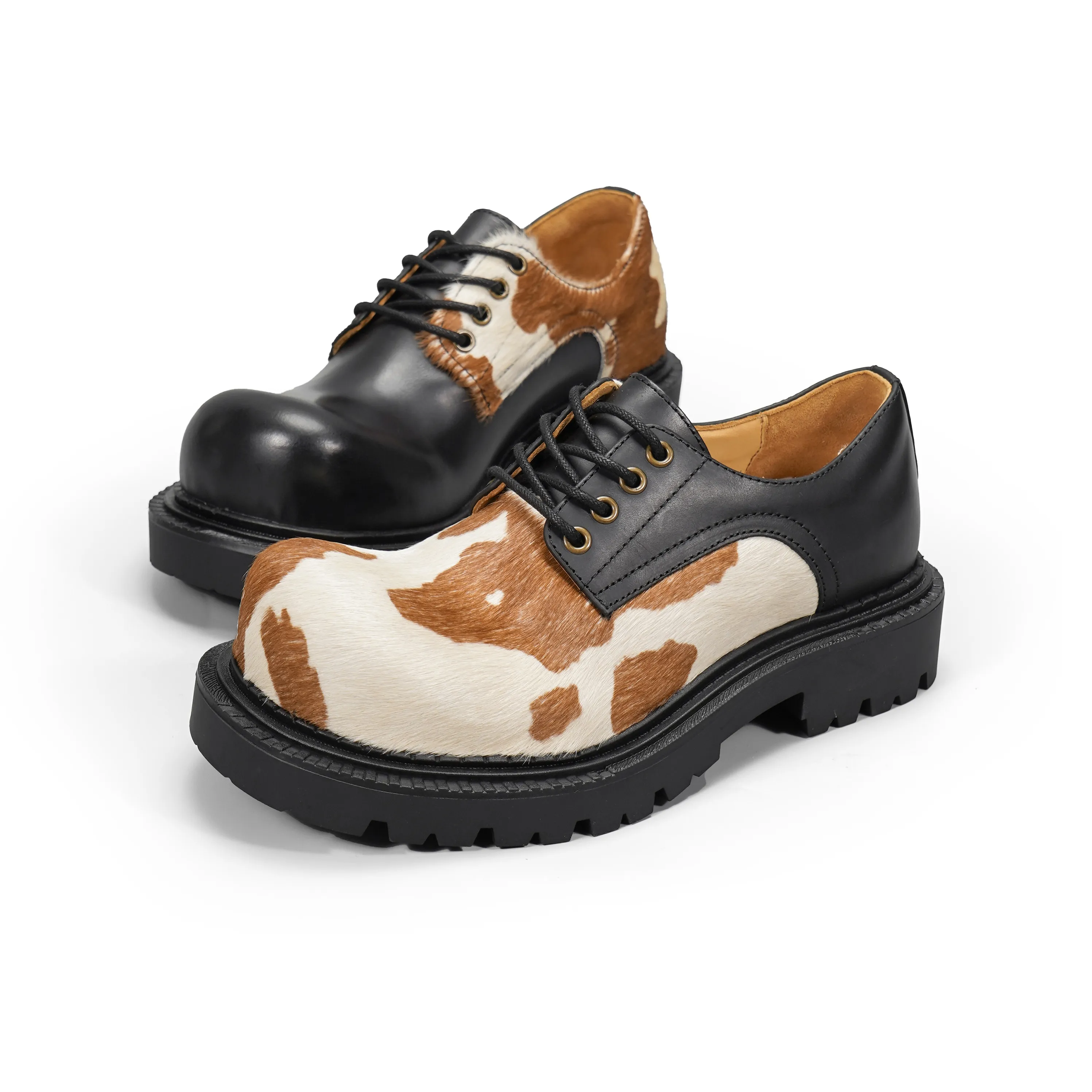 CROOKED CARD Anti-Slip And Wear-Resistant Height Increasing Low-Top Casual Shoes Unisex Black Brown Mismatched