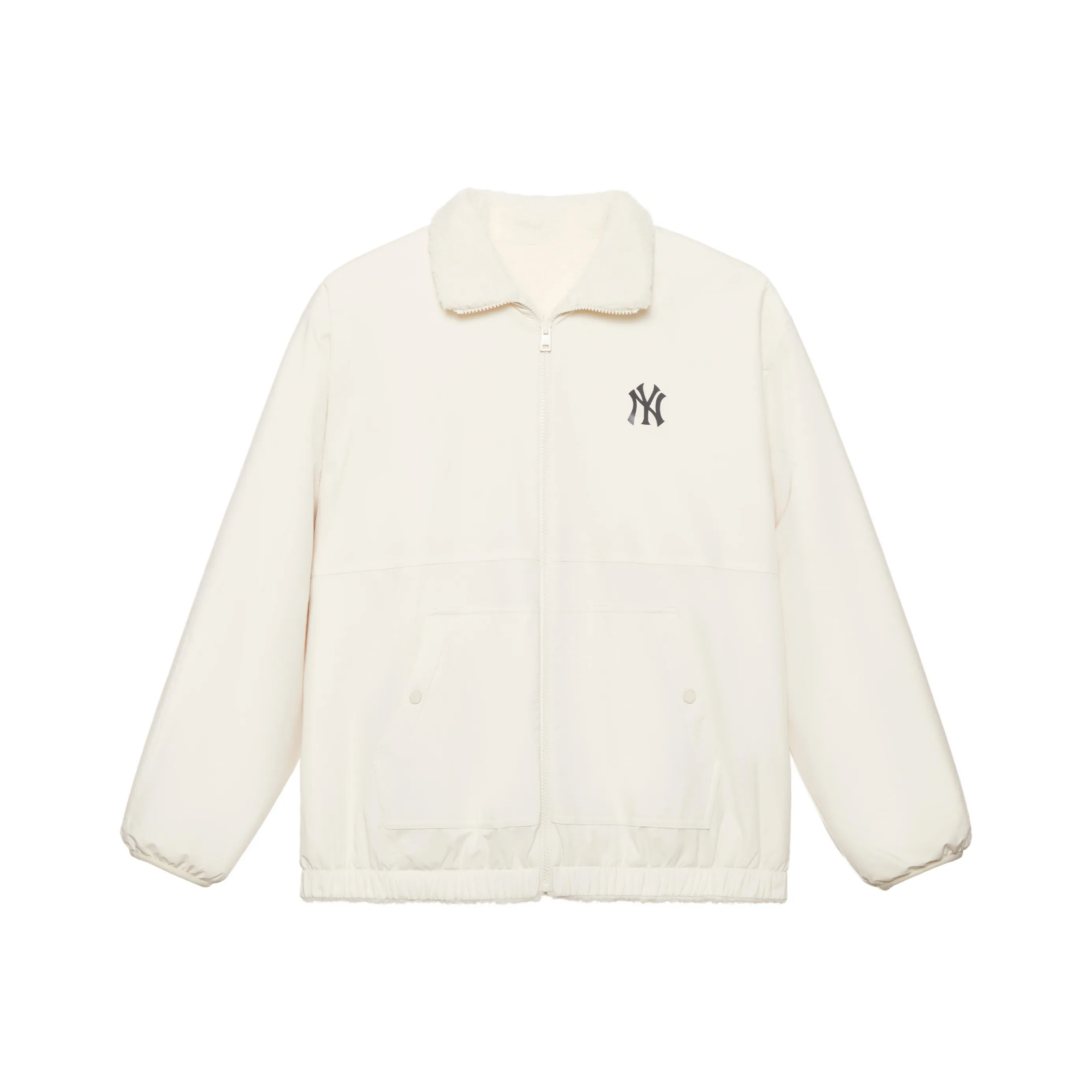 MLB Preppy Style Collection New York Yankees FW24 Velvet Feel Jacket Unisex Dark Cream