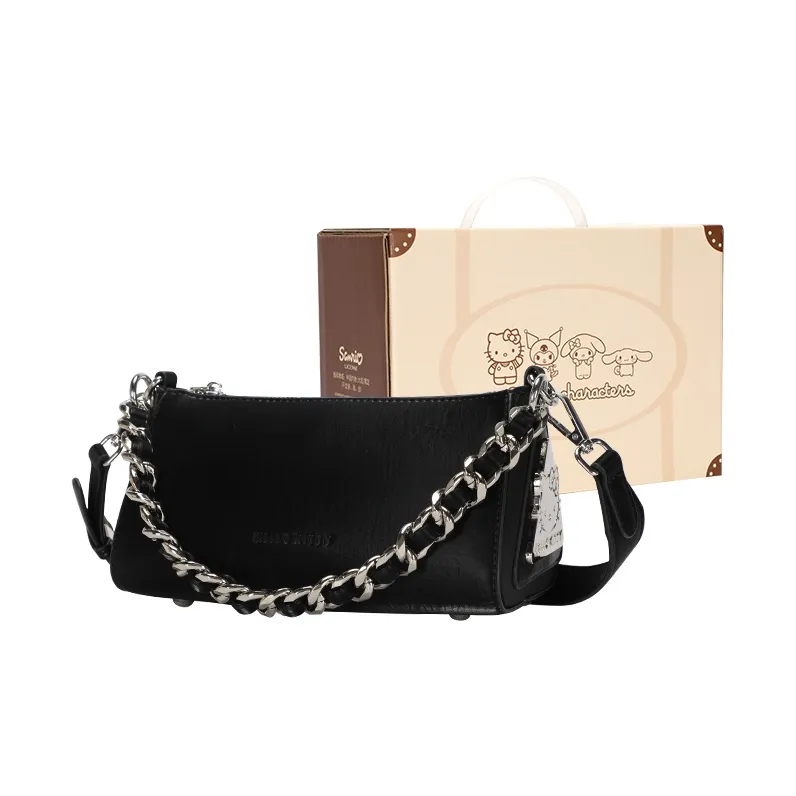Sanrio Hello Kitty Синтетическая кожа Одно плечо Сумка Сумка с цепочкой Женская Розовая Коричневая Черная Экрю