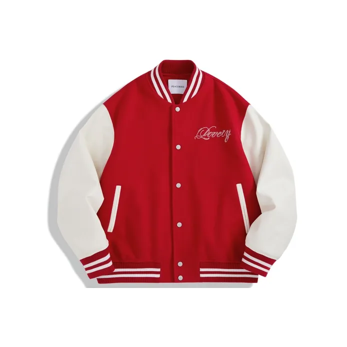 PEACEBIRD MEN Baseball Jerseys Men's Red 1 Loose Fit