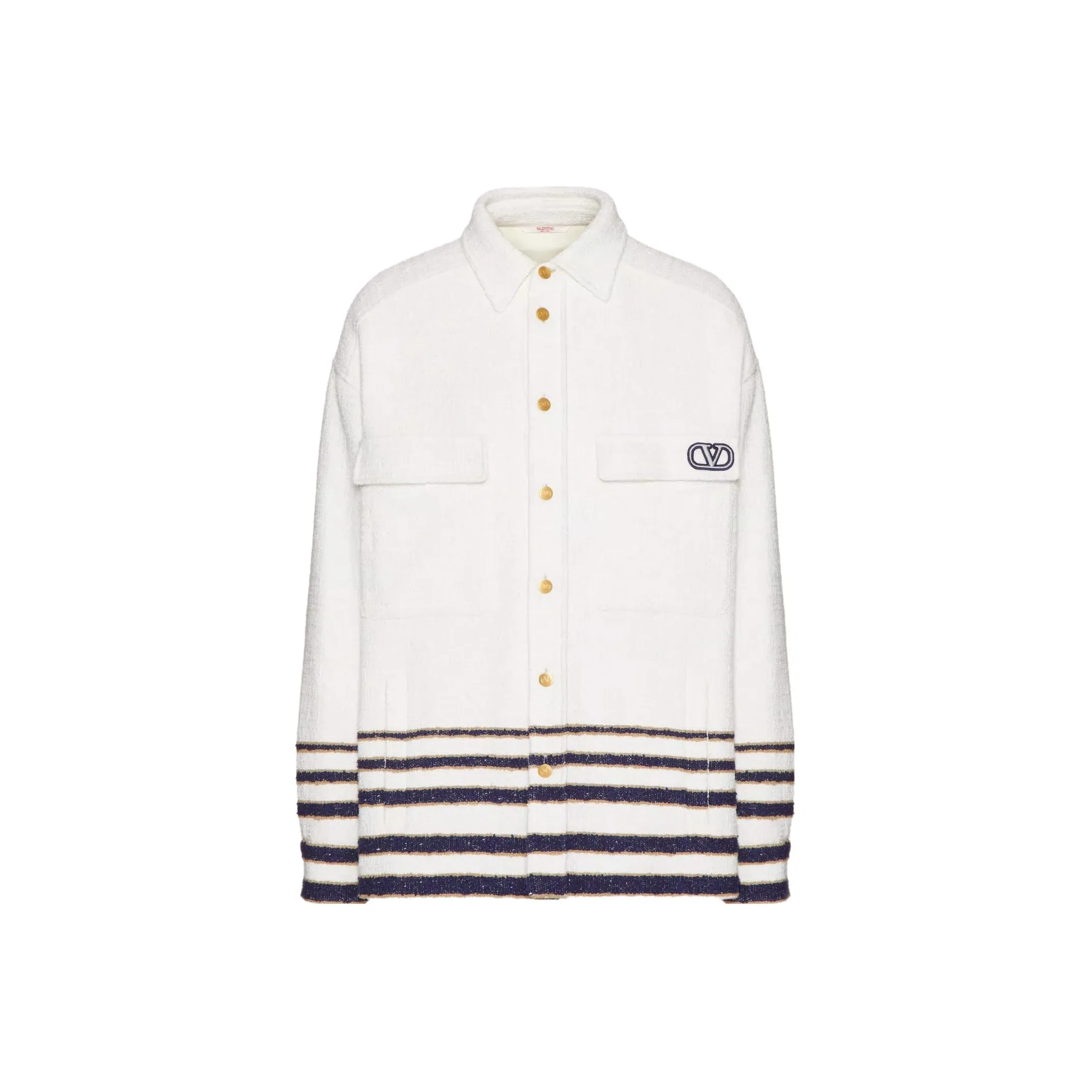 Valentino Viscose And Cotton Tweed Jacket With Signature Patch Jackets & Coats Men's White