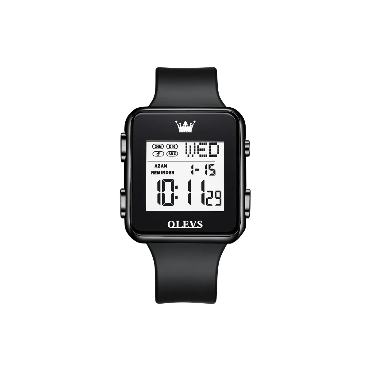 OLEVS Электронные Механические Часы с Полиуретановым Ремешком для Мужчин Черный Циферблат