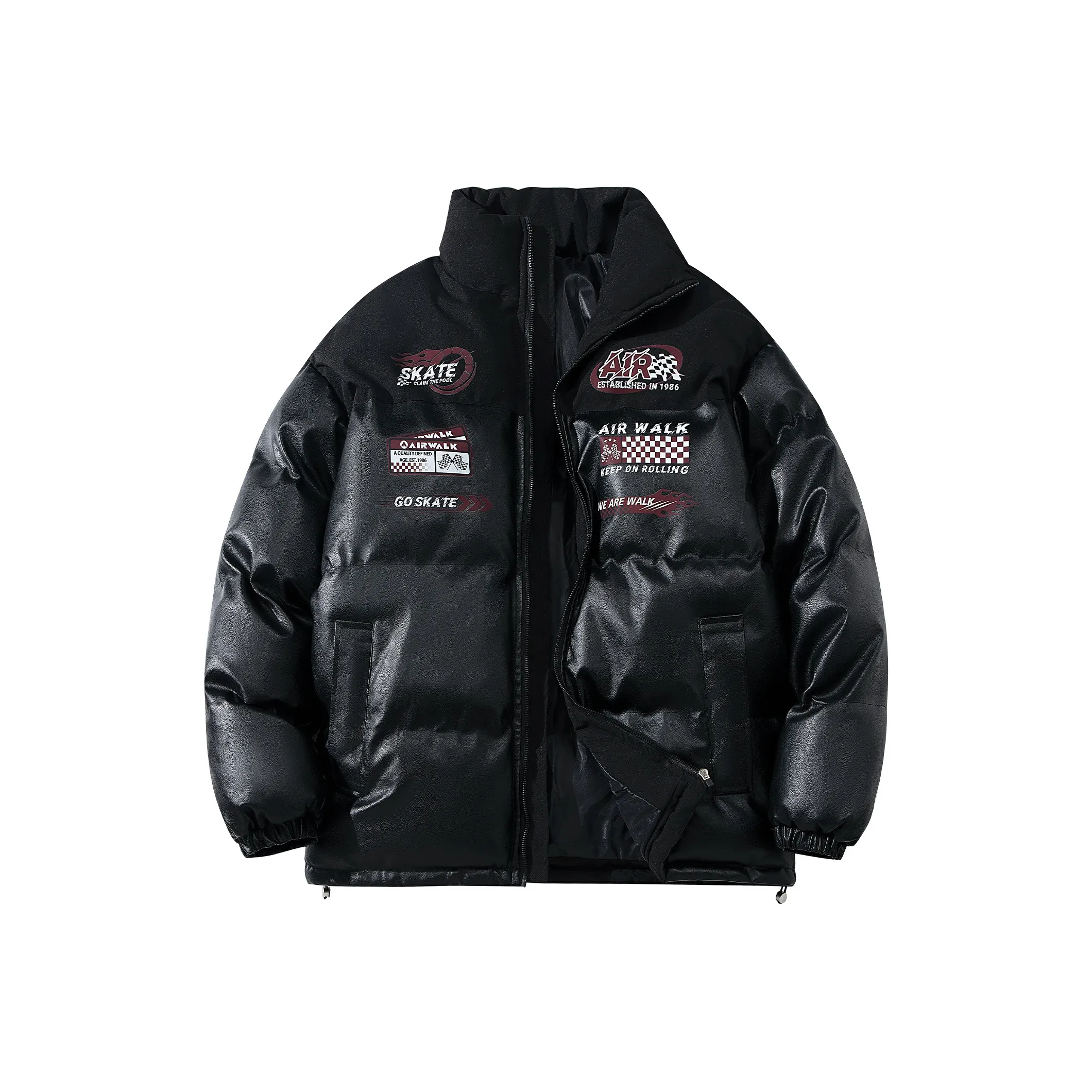 Airwalk Flame Letter Checkerboard Logo Unisex Quilted Jacket