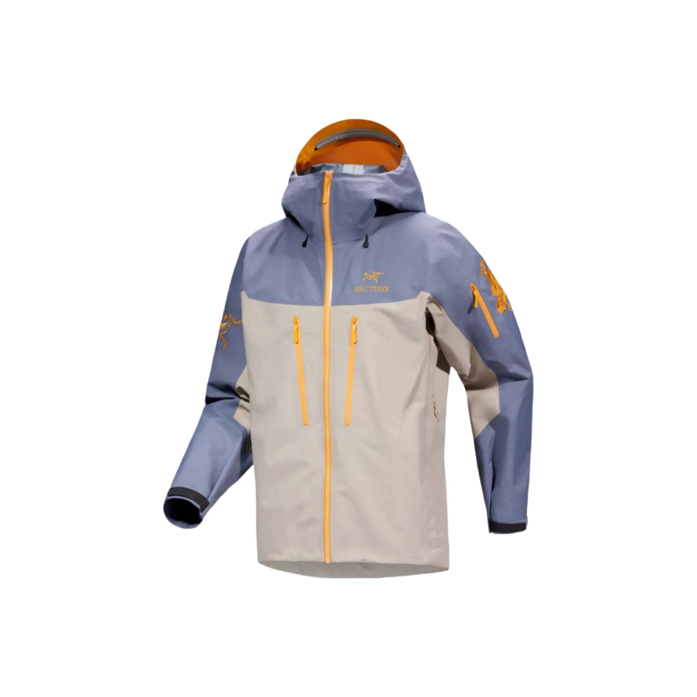 Arcteryx ALPHA SV Waterproof And Windproof Windbreaker Jacket Unisex Elegant Brown Stratus Blue Edziza Orange