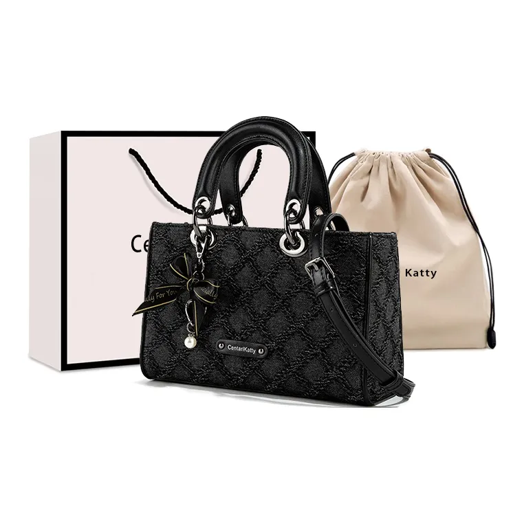 CentarlKatty Сумка из синтетической кожи женский узор "ромб" черный